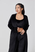 Nachtkleding Dames 3-Delig Fluffy Loungewear Wijde Pijpen