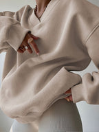 Miss | Hoodie Dames Oversized V-hals Lange Mouw Casual