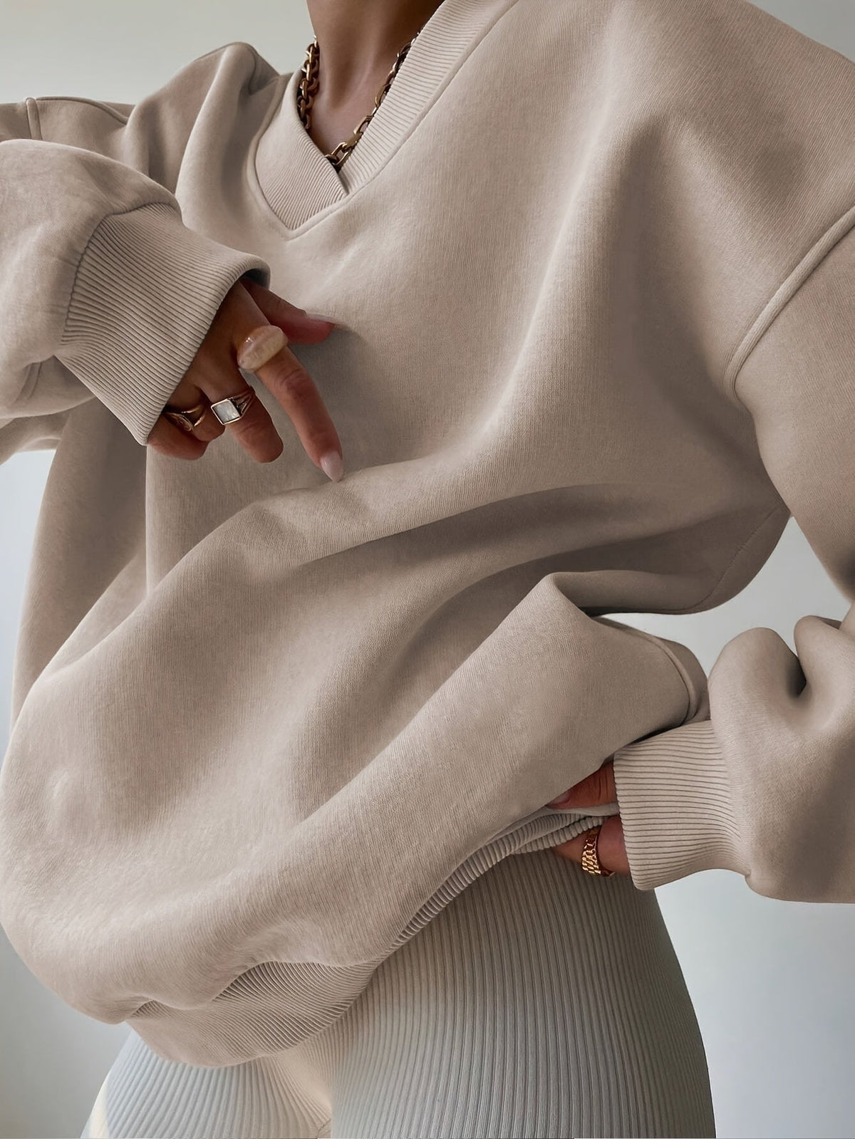 Miss | Hoodie Dames Oversized V-hals Lange Mouw Casual