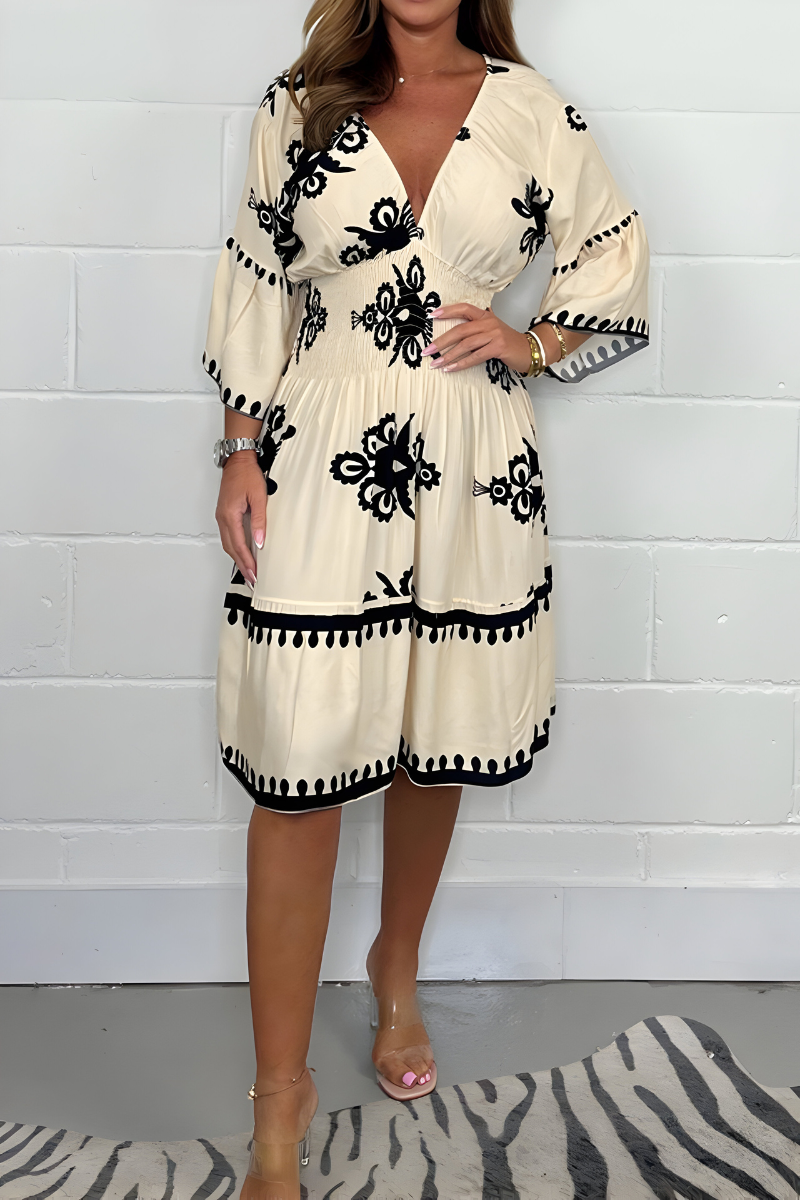 Jurk Dames Zomerse Boho-Stijl - Polyester - Beige