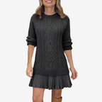 Jurk Dames Herfst/Winter Gebreid Midi - Gebreid - Zwart