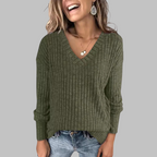 Trui Dames V-hals Relaxed Fit Lange Mouw