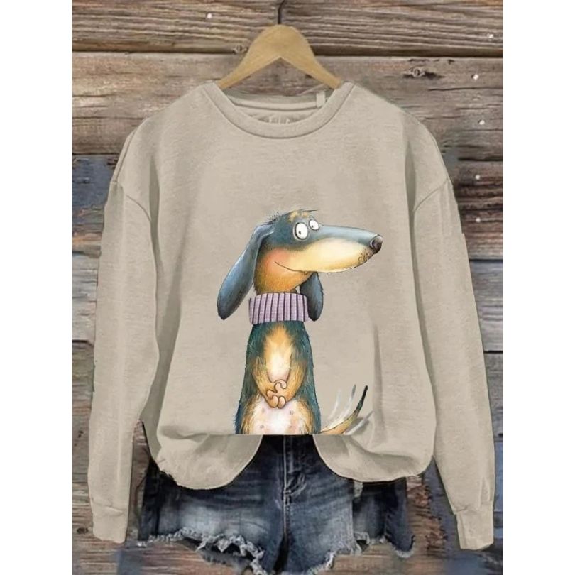 Hoodie Dames Ronde Hals Relaxed Fit Lange Mouw