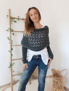 Sjaal Dames Gebreid Boho Omslagdoek - Donkergrijs