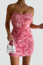 Jurk Dames Strapless Hoge Taille Bloemmotief