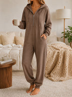 pyjama set Dames Capuchon Half-Zip Lange Mouw Met Zakken
