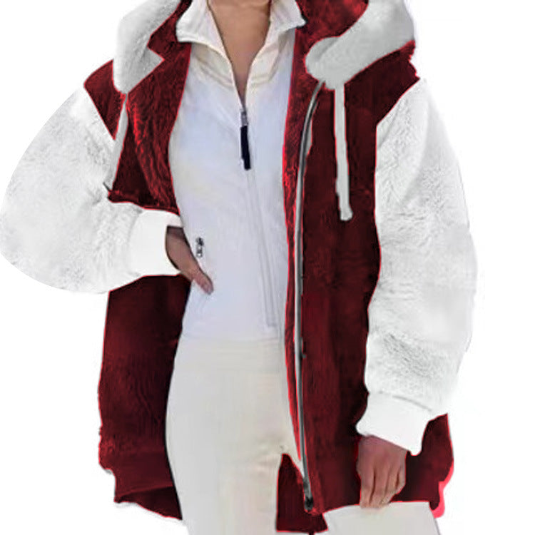 Jas Dames Oversized Fleece Capuchon Rits