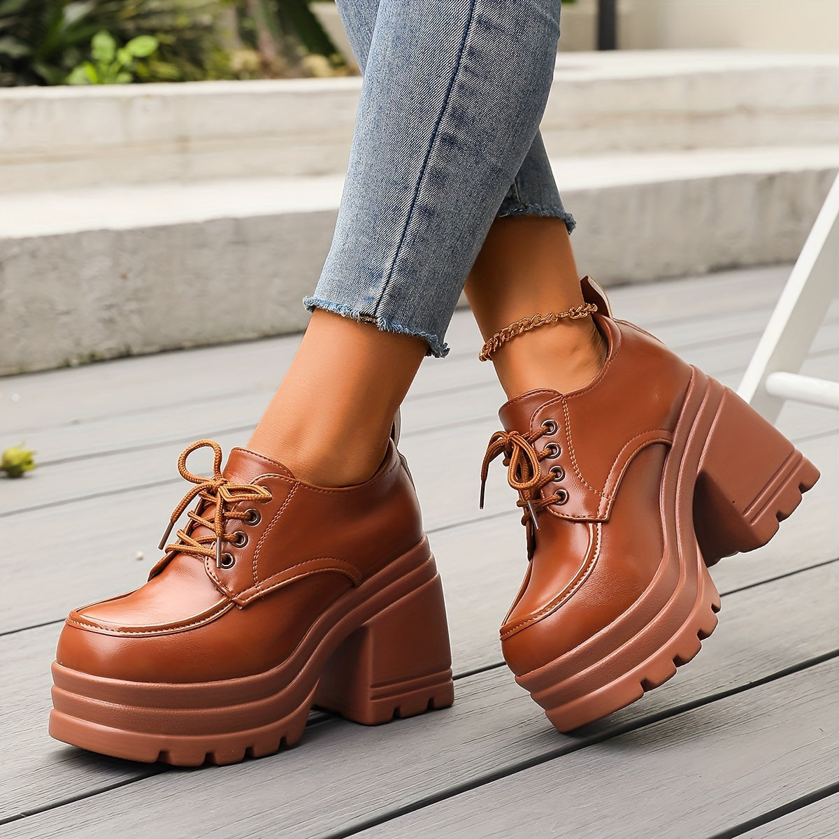 Miss | Jurk Dames Retro Platform Vetersluiting Blokhak