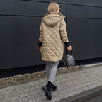 Jas Dames Gewatteerd Midi Capuchon Elegante Pasvorm