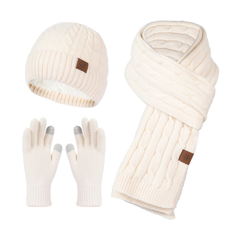 Winterset Dames Muts, Sjaal en Handschoenen - Beige