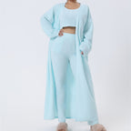 Nachtkleding Dames 3-Delig Fluffy Loungewear Wijde Pijpen