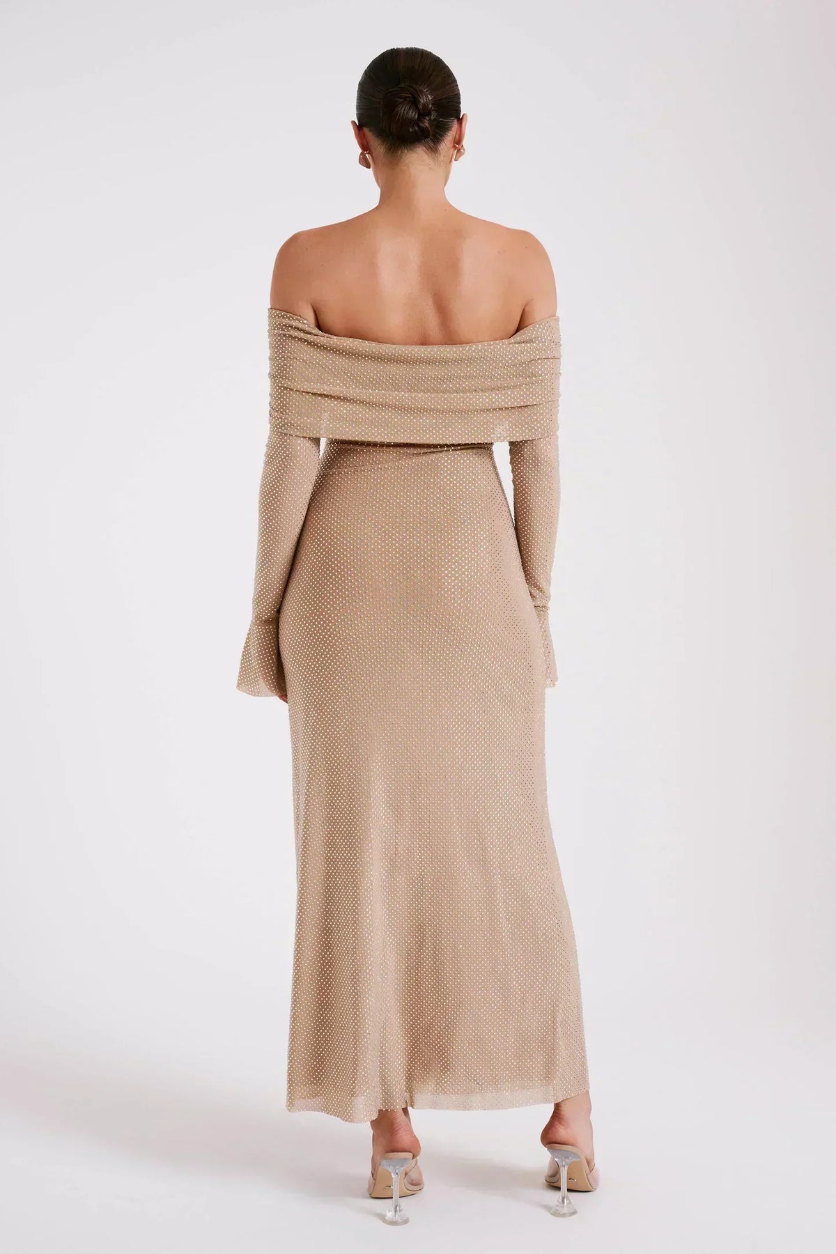Jurk Dames Feestelijk Glanzend met Transparante Mouwen - Polyester