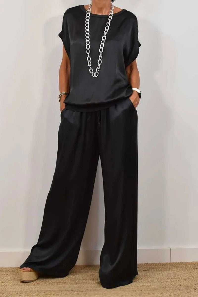 Co-ord set Dames Losse Blouse Wijde Pijpen Casual