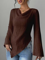 Blouse Dames V-Hals Lange Mouw Effen Kleur