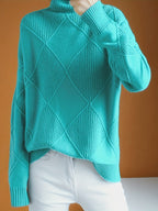 Miss | Trui Dames Oversized Hoge Kraag Ruitpatroon - Gebreid