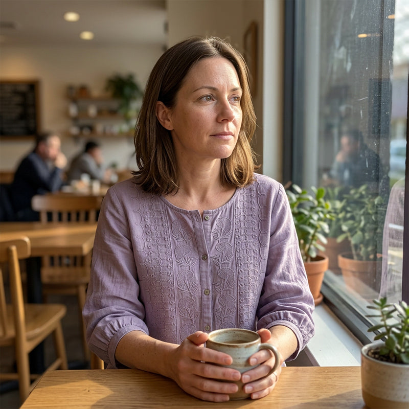 Blouse Dames Geborduurde Bloemen Luchtige Pasvorm - Katoen-Linnen