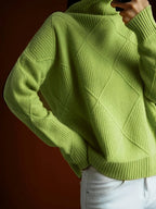 Miss | Trui Dames Oversized Hoge Kraag Ruitpatroon - Gebreid