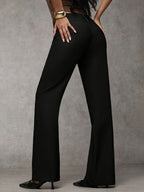 Broek Dames Hoge Taille Rechte Pijp Luchtig