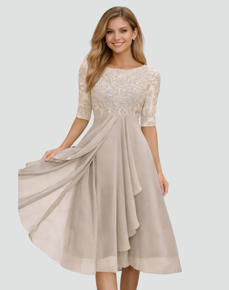 Rok Dames Feestelijk Tule Midi - Kant - Beige
