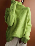Miss | Trui Dames Oversized Hoge Kraag Ruitpatroon - Gebreid