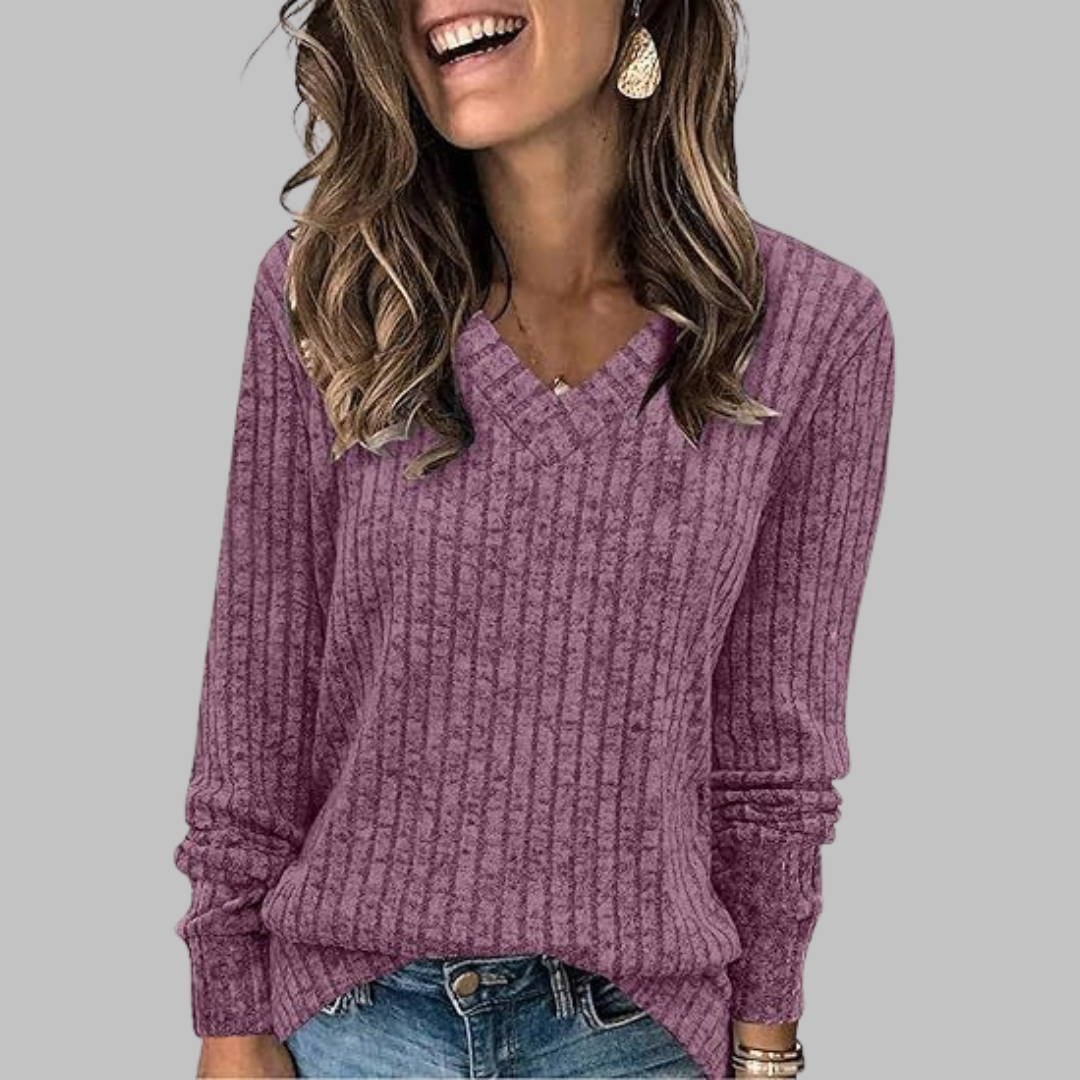 Trui Dames V-hals Relaxed Fit Lange Mouw