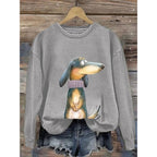 Hoodie Dames Ronde Hals Relaxed Fit Lange Mouw