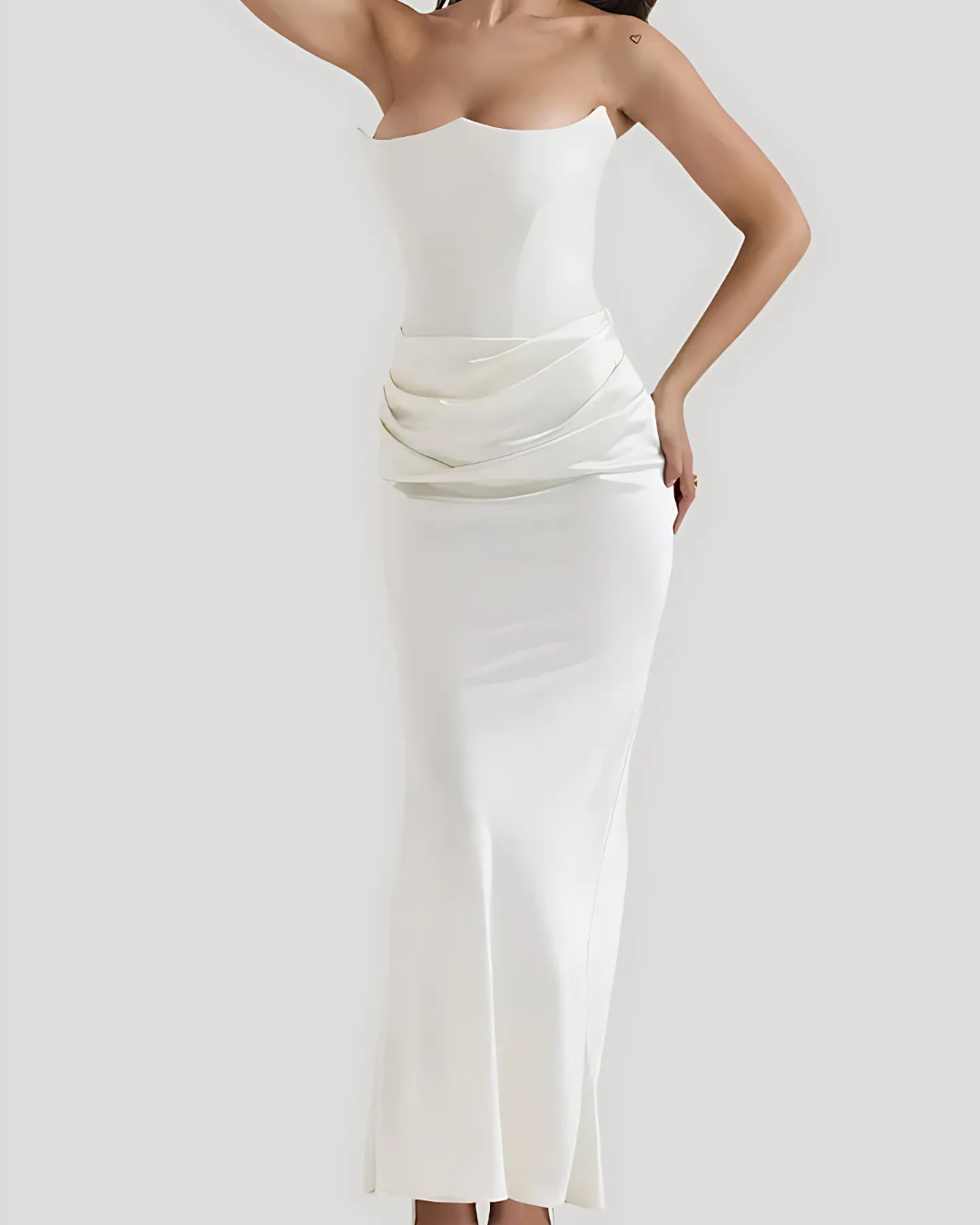 Jurk Dames Strapless Maxi Gedrapeerd - Chiffon