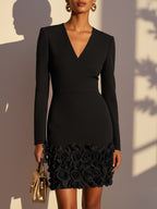 Jurk Dames V-hals Bodycon 3D Bloemen Feest