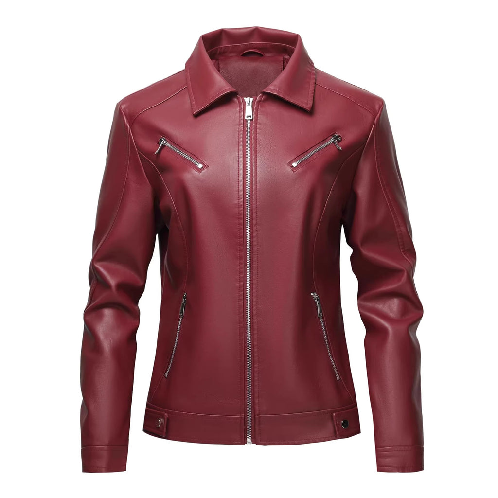 Leren Jas Dames Slim Fit Koreaanse Stijl Streetwear