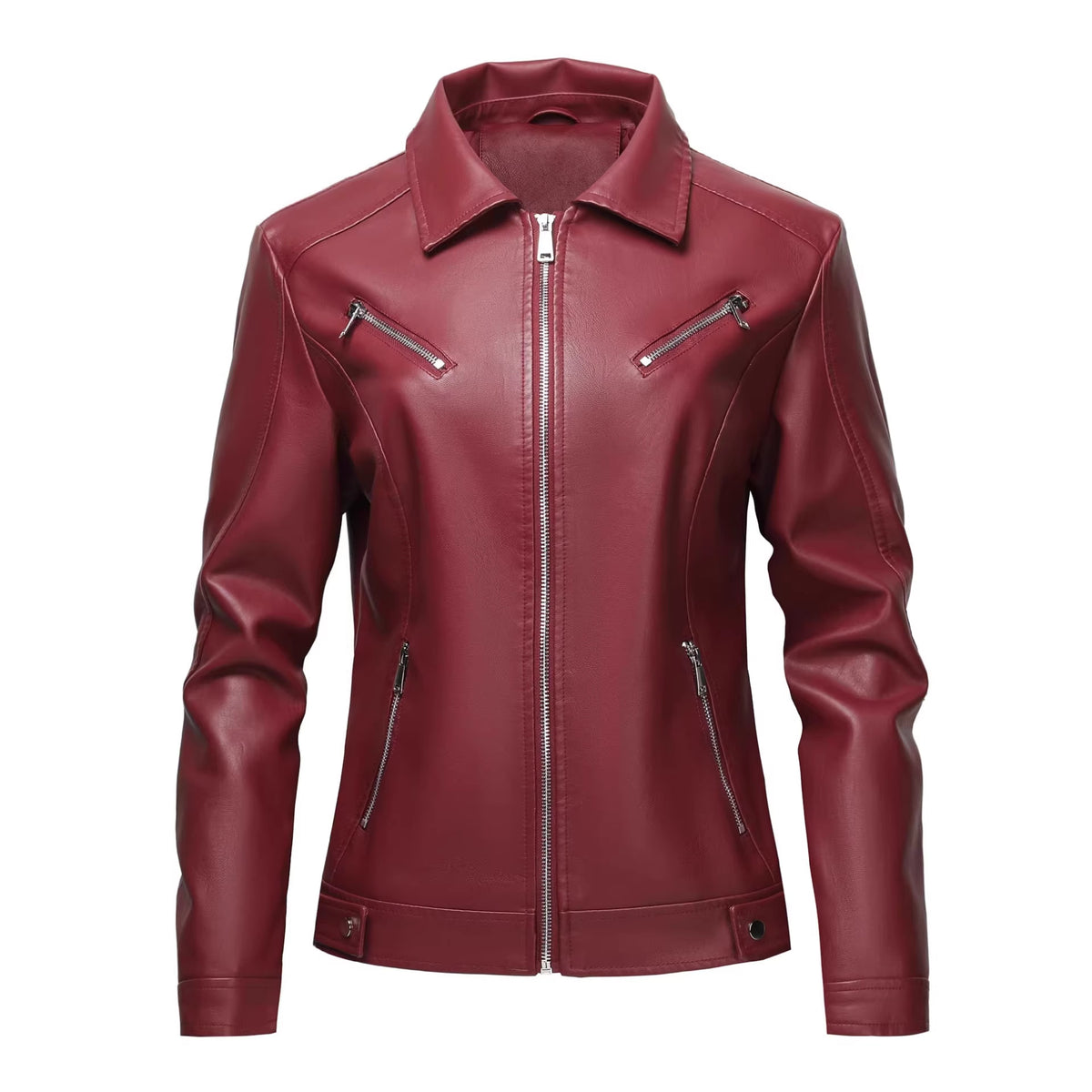 Leren Jas Dames Slim Fit Koreaanse Stijl Streetwear