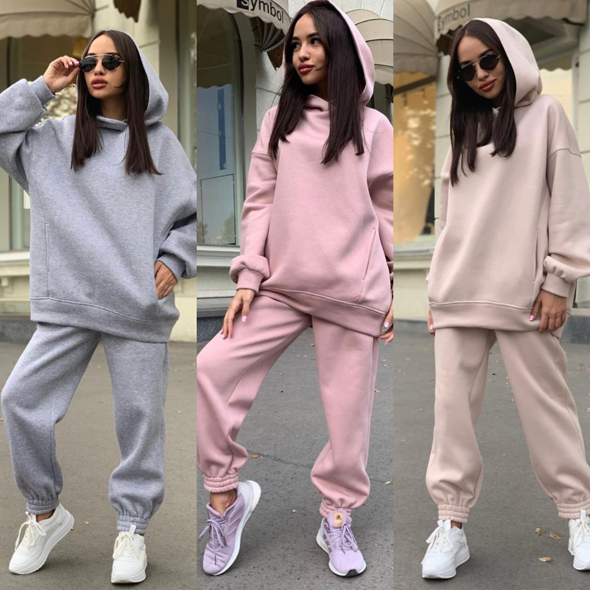 Co-ord set Dames Capuchon Casual Effen Tweedelig