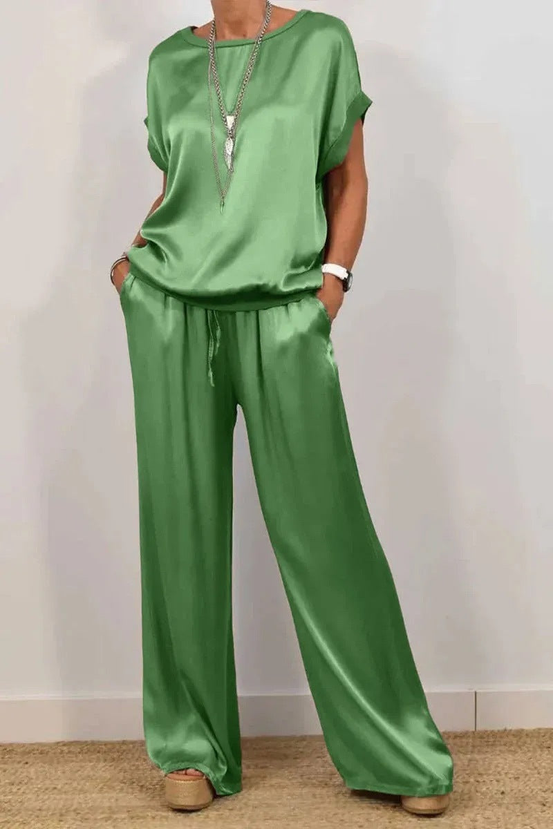 Co-ord set Dames Losse Blouse Wijde Pijpen Casual