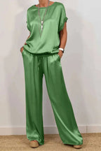 Co-ord set Dames Losse Blouse Wijde Pijpen Casual