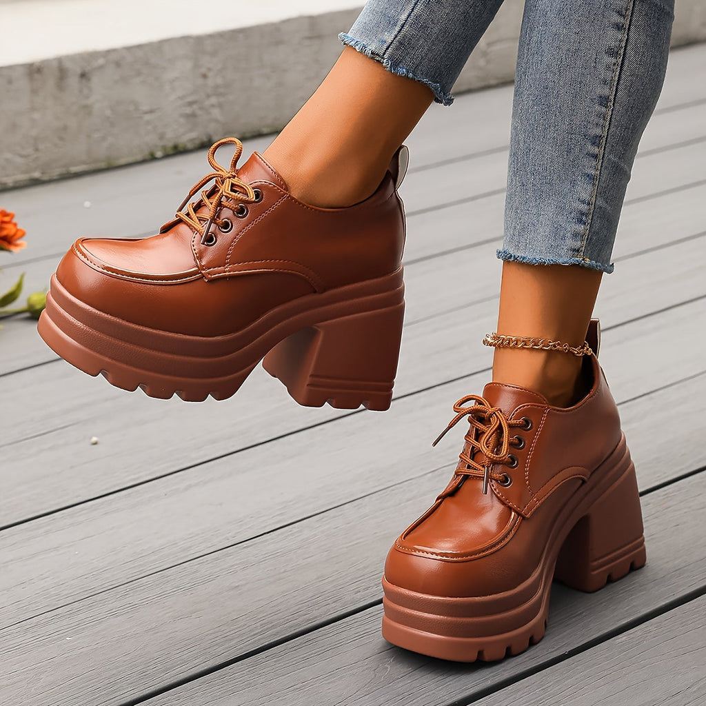 Miss | Jurk Dames Retro Platform Vetersluiting Blokhak