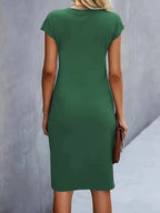 Jurk Dames Getailleerd Midi Ronde Hals - Polyester