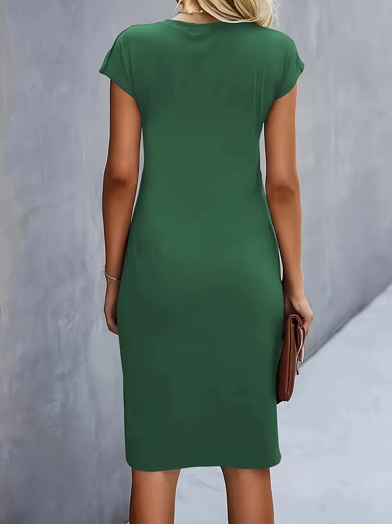 Jurk Dames Getailleerd Midi Ronde Hals - Polyester