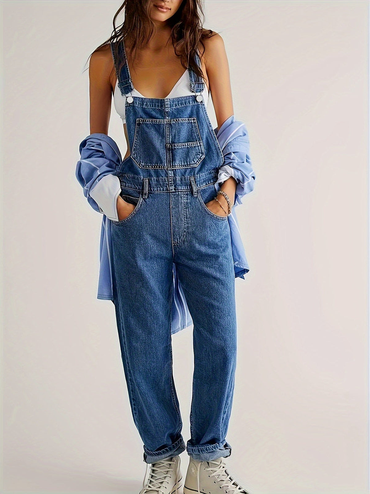 Miss | Tuinbroekjurk Dames Wijde Pasvorm Knopen - Denim