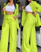 Co-ord set Dames Revers Blazer Splitsmouw Rechte Pijpen
