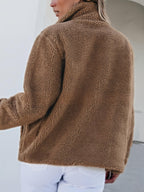 Jas Dames Fleece Loose Fit Rits Casual