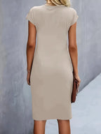 Jurk Dames Getailleerd Midi Ronde Hals - Polyester