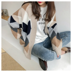 Vest Dames Oversized Geruite V-hals Ballonmouw