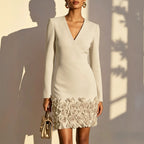 Jurk Dames V-hals Bodycon 3D Bloemen Feest
