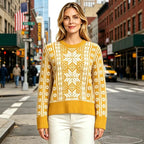 Noorse Trui Dames Sneeuwvlok – Kersttrui met Fair Isle Patroon