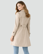 Jas Dames Slim Fit Klassieke Revers Trenchcoat - Polyester