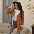 Jas Dames Fleece Capuchon Midi Vintage