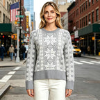 Noorse Trui Dames Sneeuwvlok – Kersttrui met Fair Isle Patroon