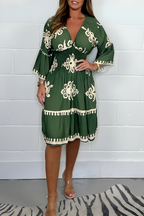 Jurk Dames Zomerse Boho-Stijl - Polyester - Legergroen