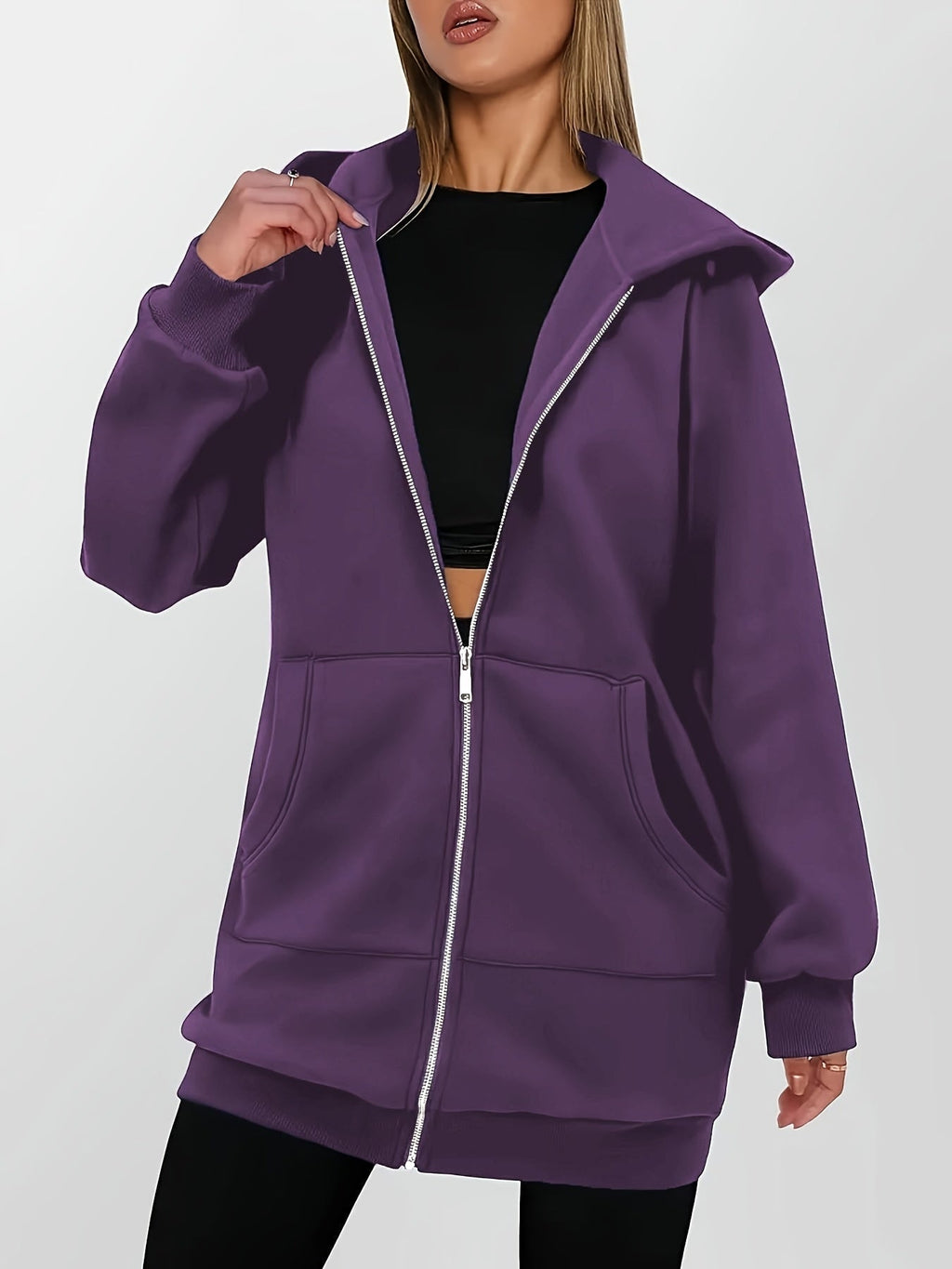 Miss | Hoodie Dames Lange Pasvorm Rits Capuchon
