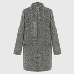 Jas Dames Longline Houndstooth Knoopsluiting