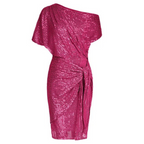 Jurk Dames Feestelijk One-Shoulder Glitter Strik - Polyester - Roze